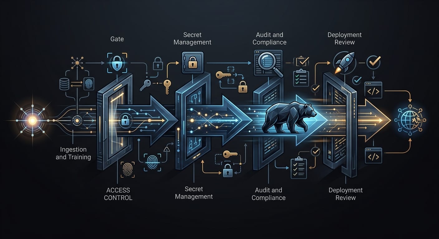 高速產品開發流程與安全治理關卡的對照示意