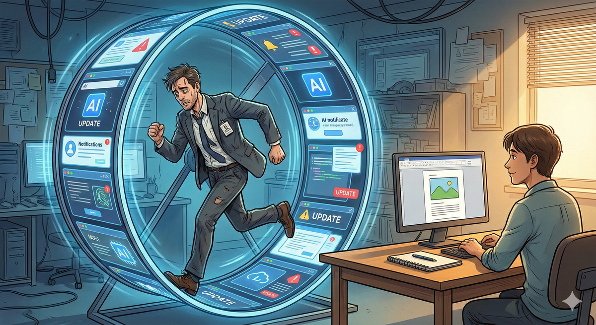 AI 時代的「倉鼠輪」：你不是不夠努力，你只是缺少一個停下來的判斷框架