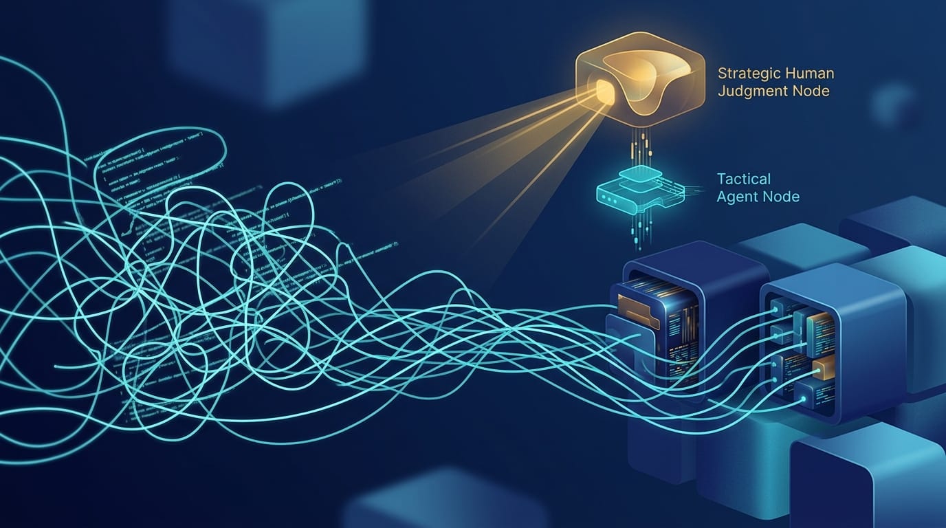 AI 加速軟體熵與深度模組重整程式碼庫的抽象示意