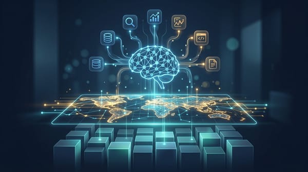 MCP 位於 API 之上的工具發現層抽象示意
